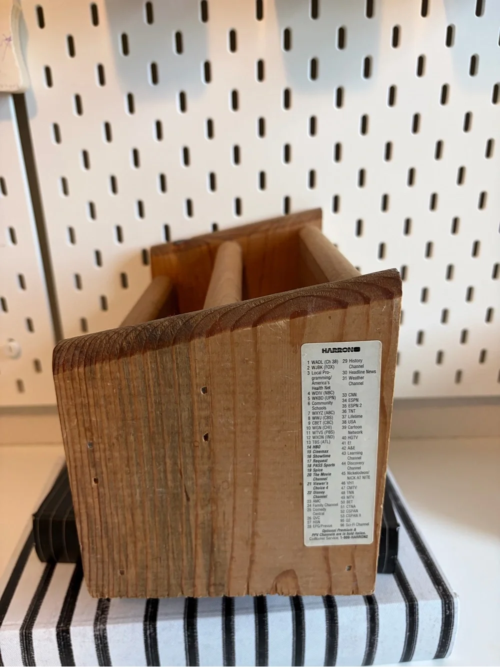 Vintage Rustic Wooden Remote Caddy with Heart Cutout